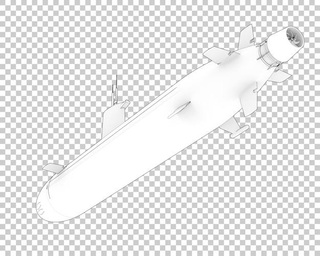 Submarino en la ilustración de renderizado 3d de fondo transparente