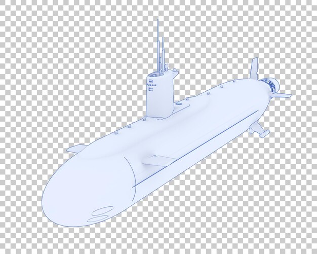 Submarino en la ilustración de renderizado 3d de fondo transparente