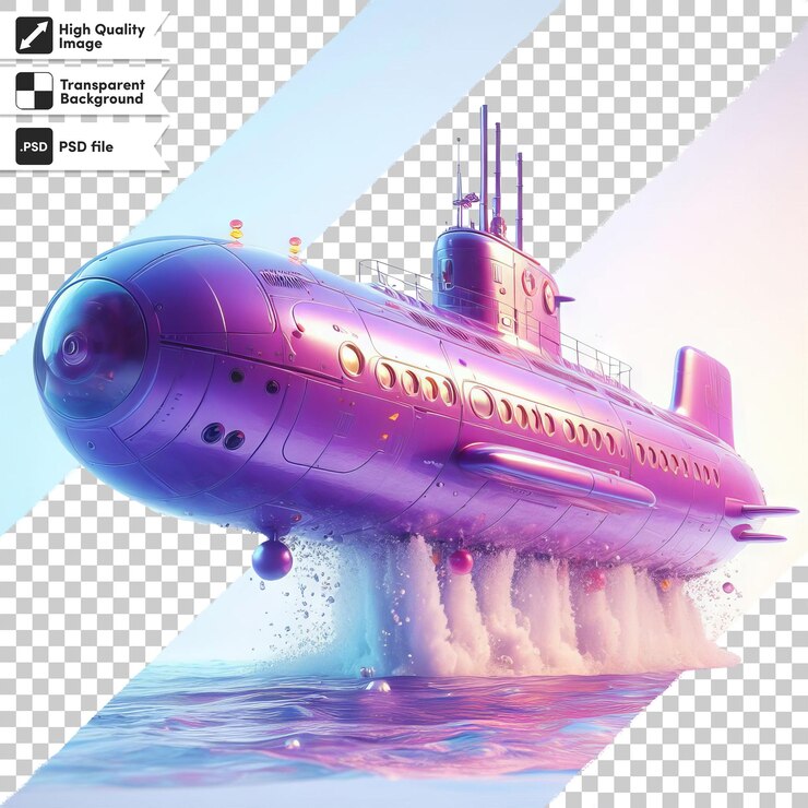 PSD un submarino púrpura anuncia el nombre de la compañía