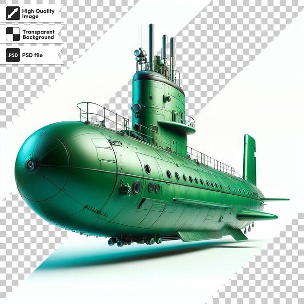 PSD un submarino verde con un casco verde en la parte delantera