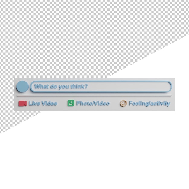 PSD subtítulo de interfaz de redes sociales vista frontal icono de ilustración de renderizado 3d fondo transparente