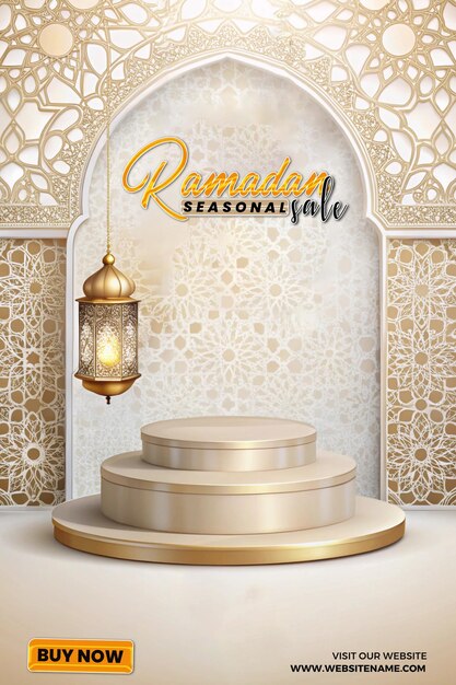 Subtle Ramadan Kareem Podio de promoción y luna creciente