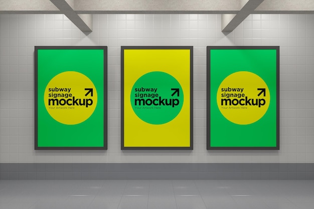 Subway Vertical Signage Mockup Billboard Mock up