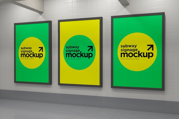 Subway Vertical Signage Mockup Billboard Mock up