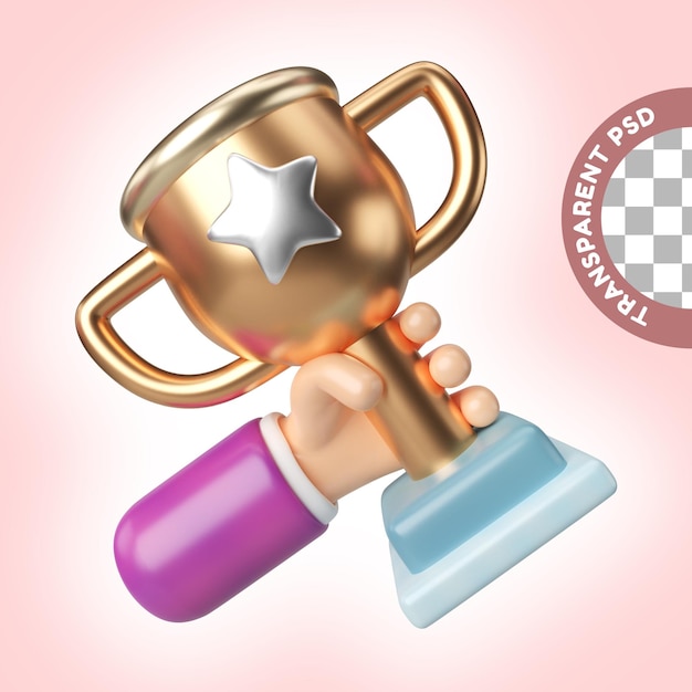 PSD succès trophée icône illustration 3d