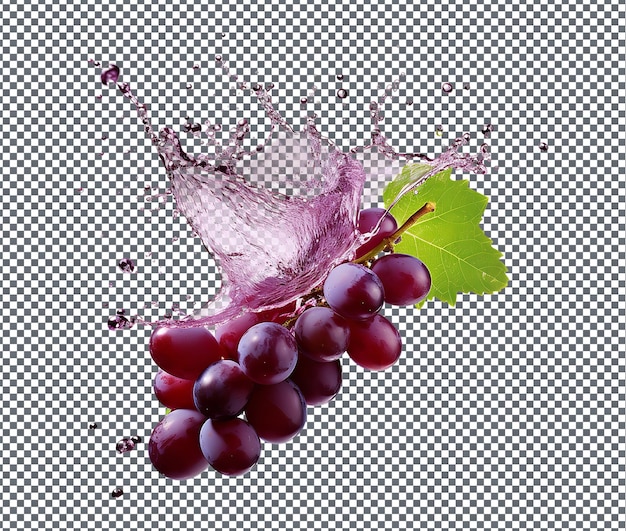 Succo di uva naturale e fresco isolato su sfondo trasparente