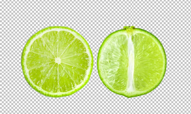 PSD succosa fetta di lime isolata su strato alfa
