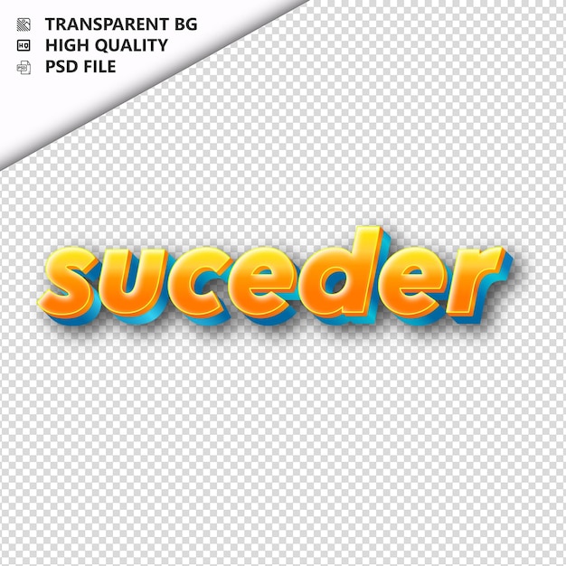 PSD suceder feito de texto laranja com sombra transparente isolado