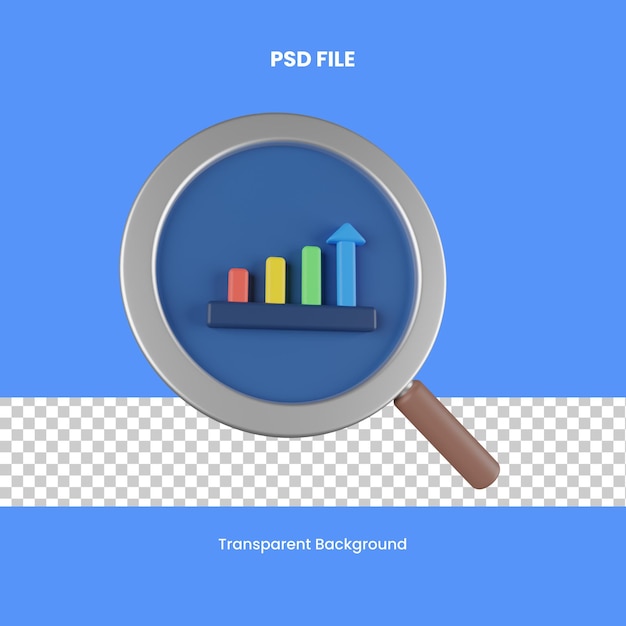 PSD suchanalyse 3d-rendering symbol illustration analyse