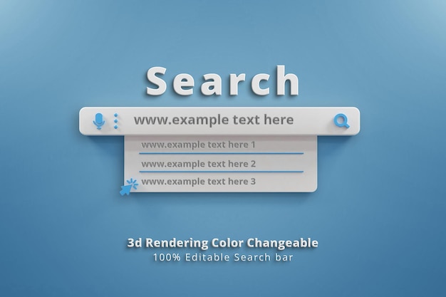 PSD suchleiste vorlage 3d-darstellung 3d-suchleiste website-schnittstellennavigation von