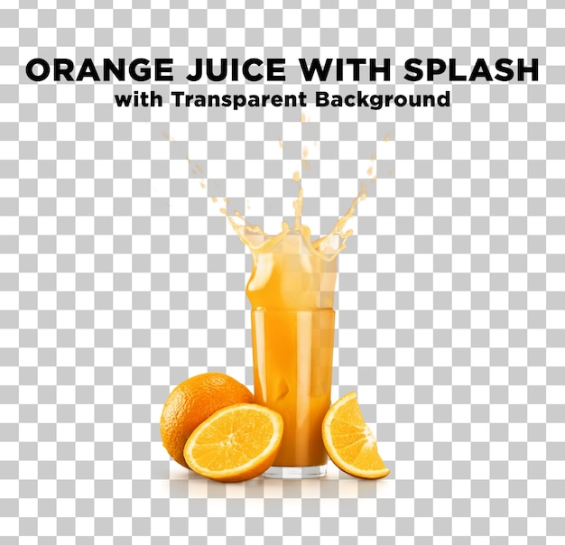 Suco de Laranja com Splash Slice Foto com Fundo Transparente PSD