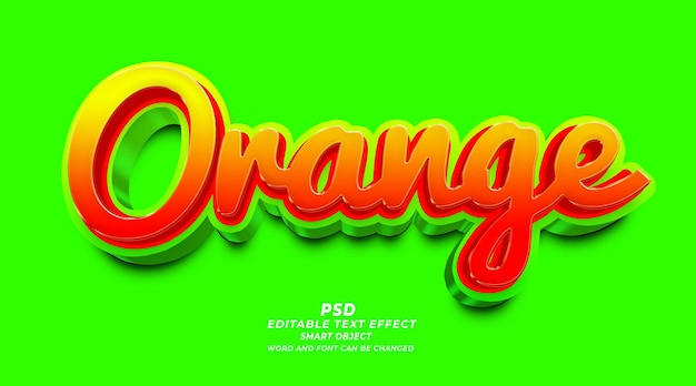 PSD suco de laranja efeito de texto editável 3d estilo photoshop