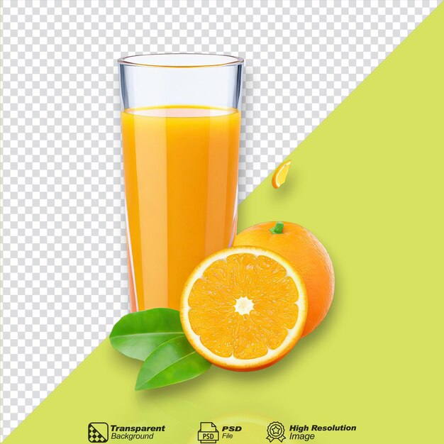 Suco de laranja isolado sobre um fundo transparente