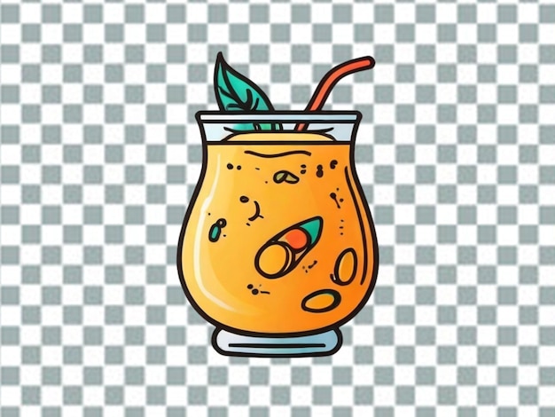 Suco de manga fresco em copo com hortelã e palha de coquetel png