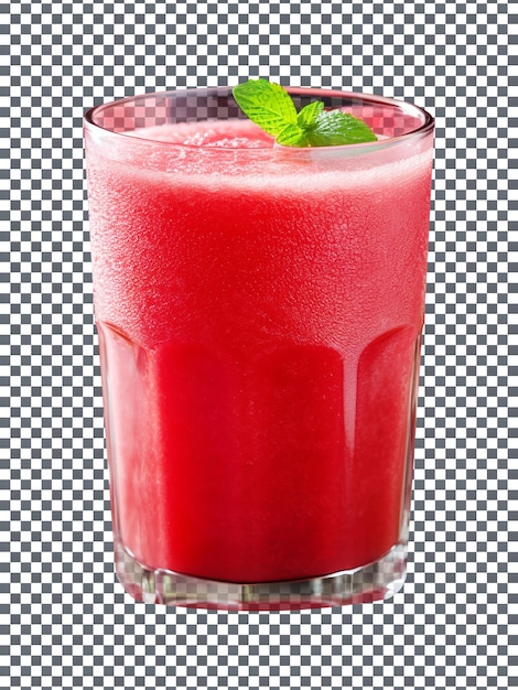 suco de melancia vibrante em um copo em fundo transparente