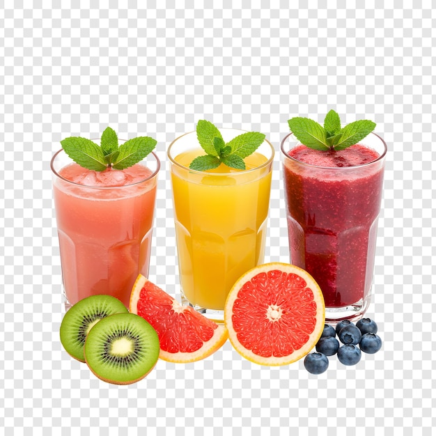 Sucos de frutas e smoothies refrescantes com hortelã fresca