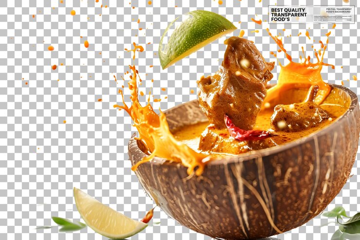 PSD sucoso picante camarón pirata del caribe volando a través de un esmaltado de piña en un fondo transparente