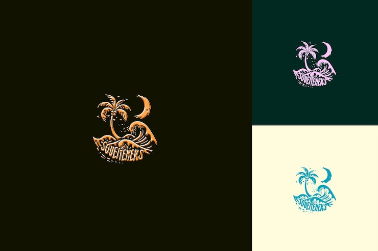 PSD suculento logotipo de marca de guayaba con ondas decorativas y un diseño vectorial creativo y minimalista de pa