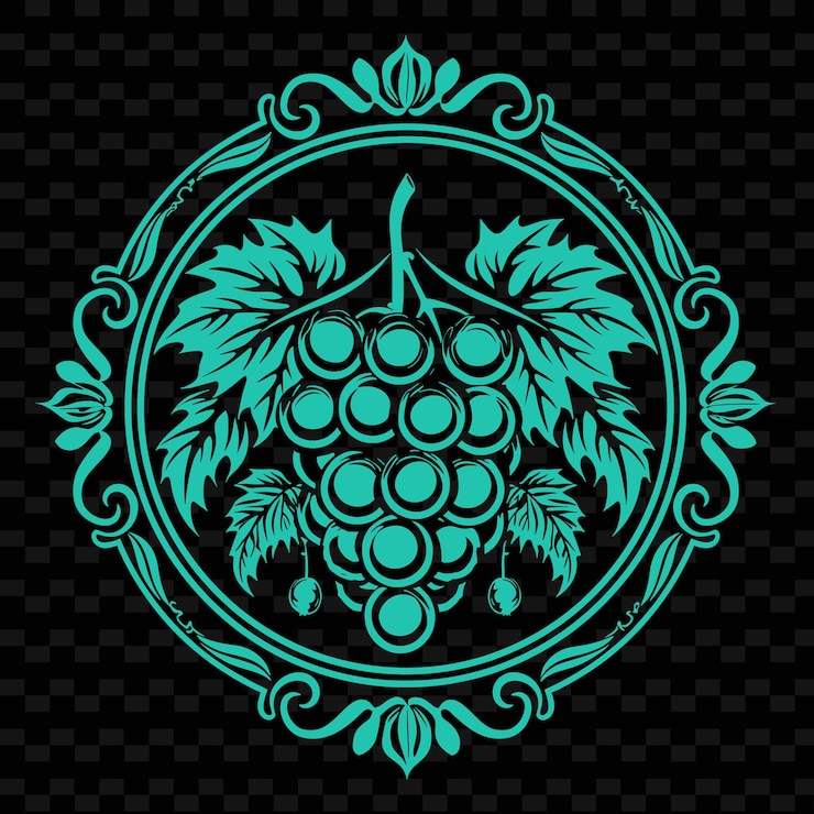 PSD suculento logotipo de medallón de salak con borde de vid de uva y diseños vectoriales creativos y minimalistas