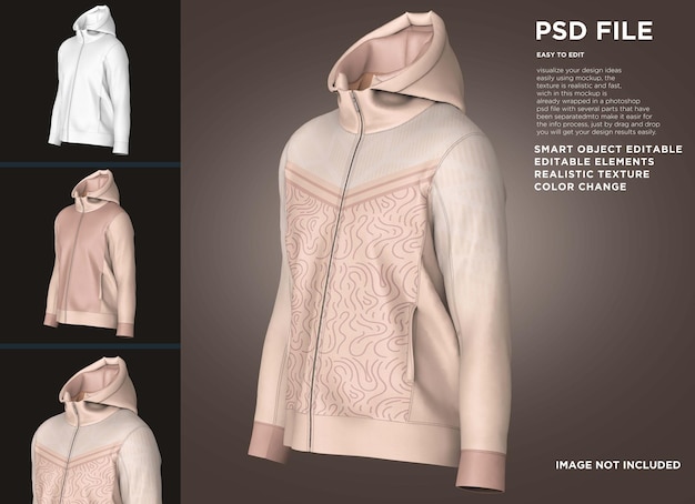 PSD sudadera con capucha y cremallera para hombre drafting