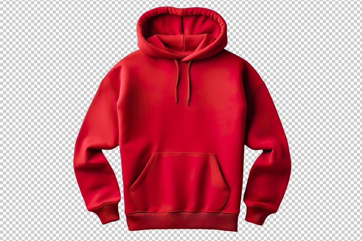 PSD sudadera con capucha roja aislada sobre un fondo transparente