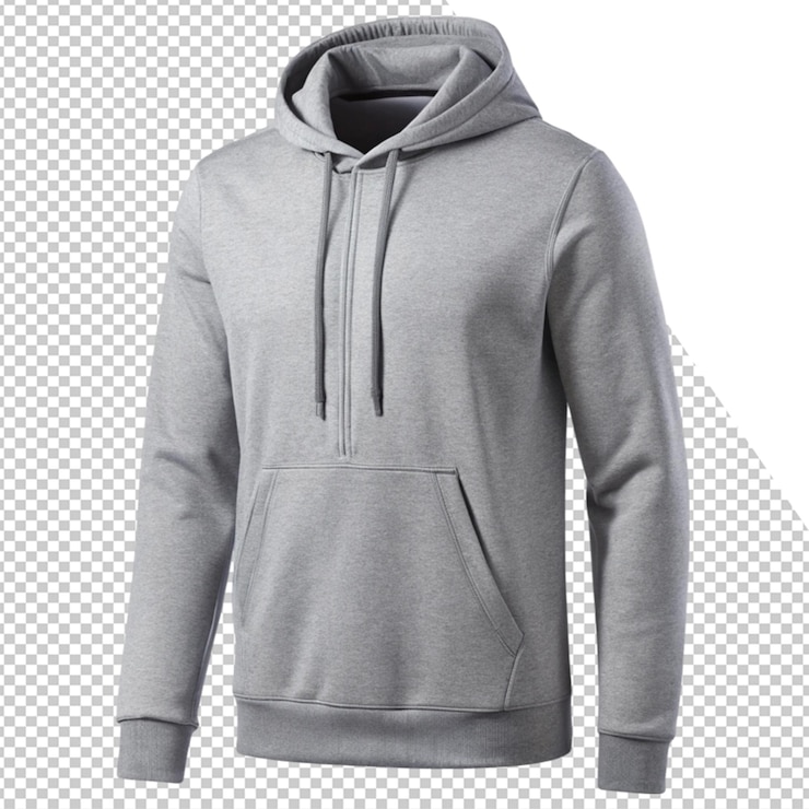 PSD una sudadera gris con un logotipo rojo en el frente