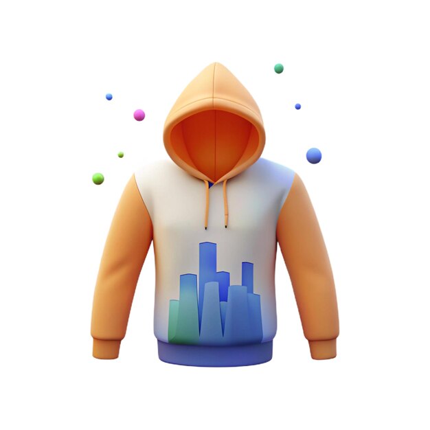 una sudadera naranja con un gráfico azul en ella