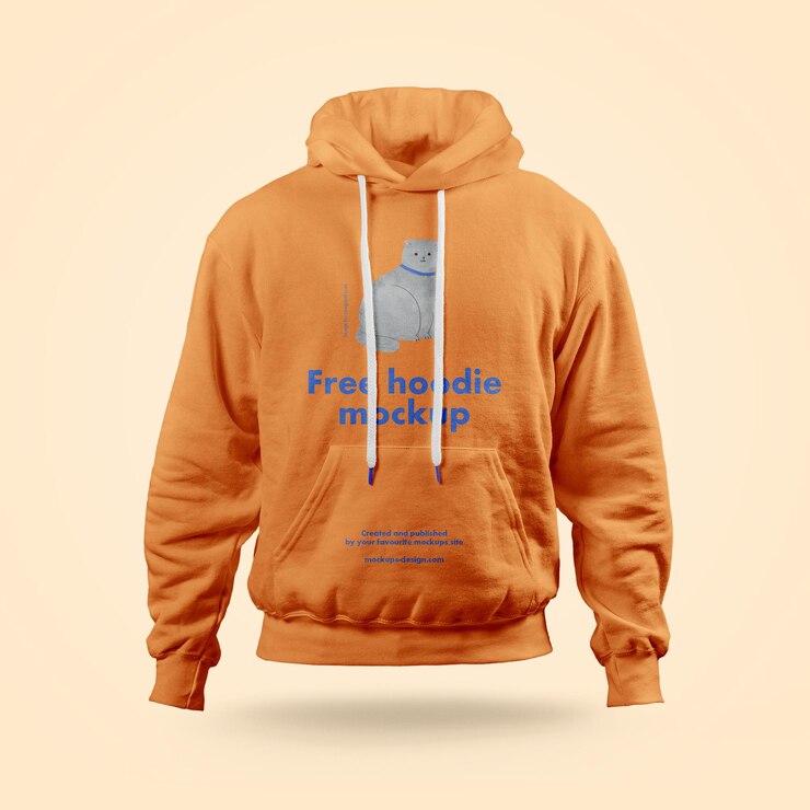 PSD una sudadera naranja con las palabras de lanzamiento libre en ella