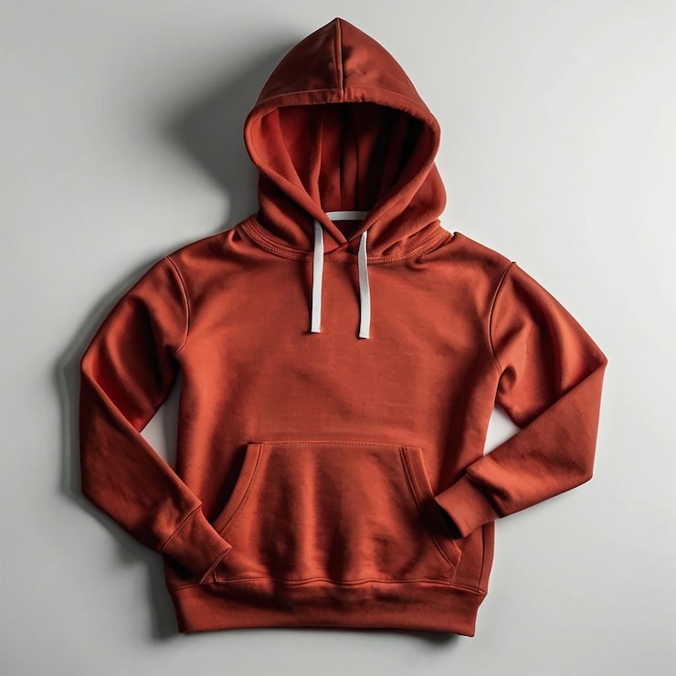 PSD una sudadera roja con la palabra " quot " en ella