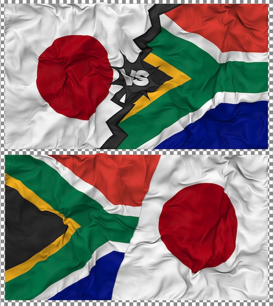 Sudáfrica contra Japón Media bandera combinada con textura en 3D