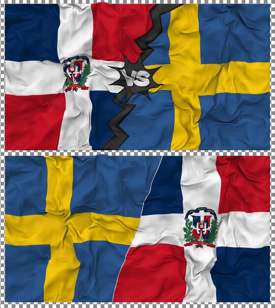 Suecia contra Dominica Media bandera combinada con textura 3D de la tela de la bandera