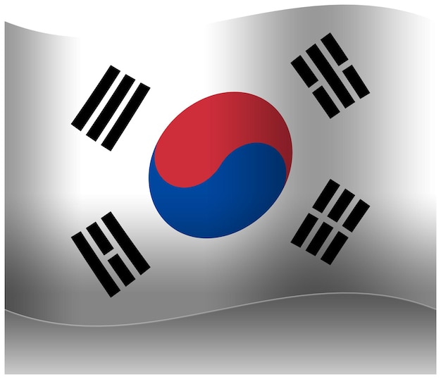 Südkoreanische flagge in 3d