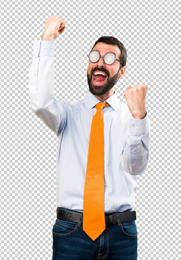 PSD suerte hombre gracioso con gafas