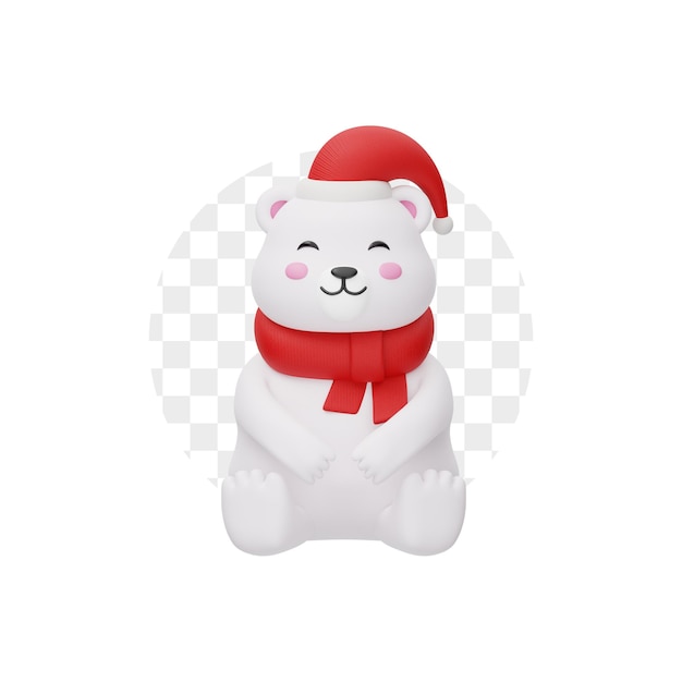 Süße Eisbär Winter Weihnachtsmann 3D-Illustration