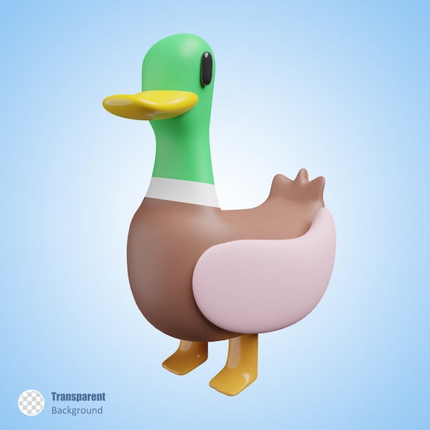 Süße ente im 3d-renderdesign