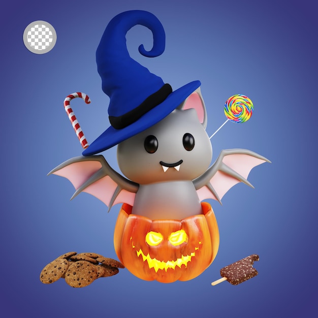 Süße Fledermaus Süßes oder Saures Halloween 3D-Render