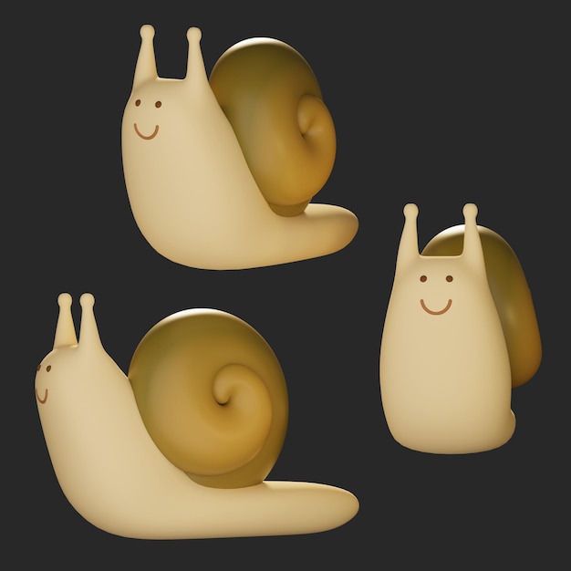 süße Schneckenfigur 3D-Grafik