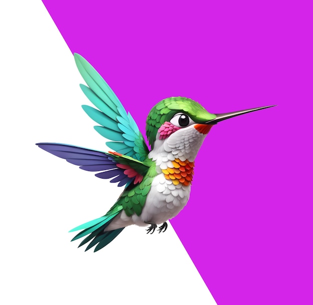 PSD süßer 3d-kolibri fliegend