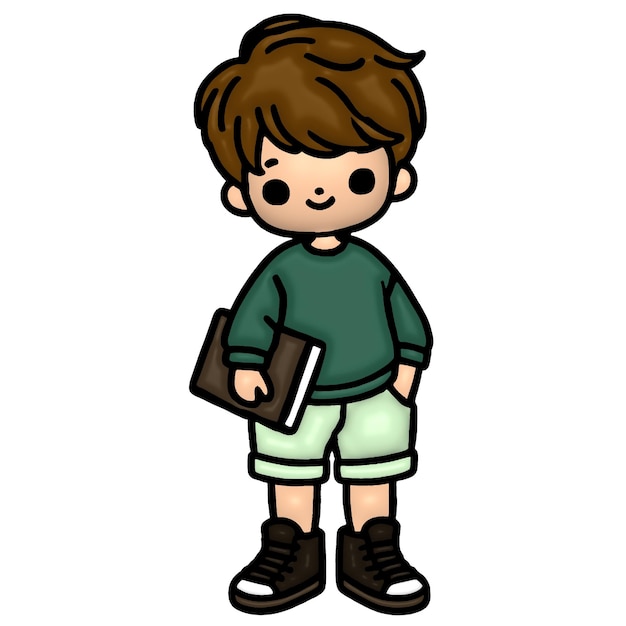 Süßer Cartoon-Junge mit Buch