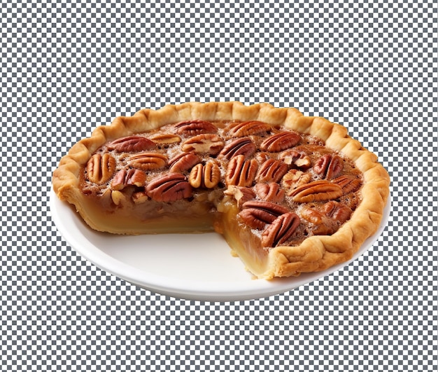 Süßer pecan pie auf durchsichtigem hintergrund isoliert