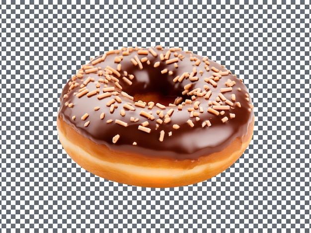 PSD süßer und köstlicher nuss-schokoladen-donut, isoliert auf einem transparenten hintergrund
