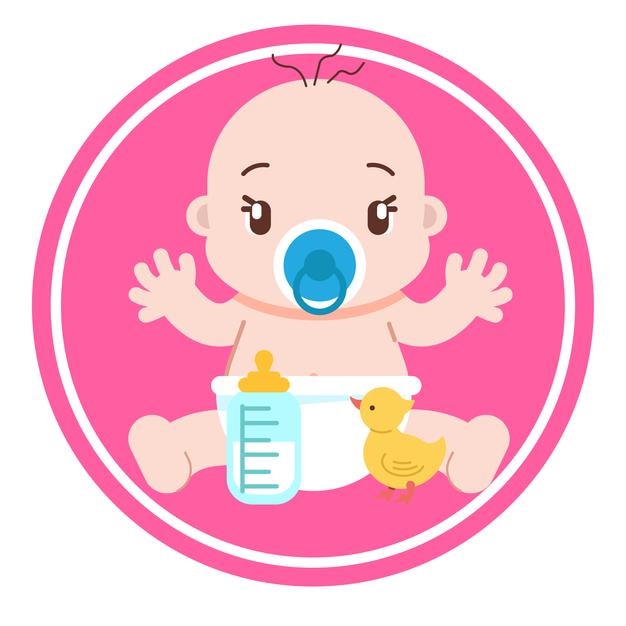 Süßes Baby mit Schnullerflasche und Entenküken