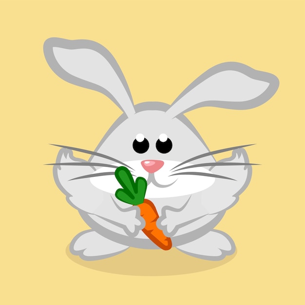 Süßes Kaninchen mit Karotte Karikatur Osterhase