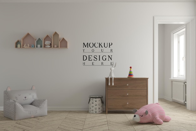 süßes Kinderzimmer mit Wand-Mockup 3D-Illustration