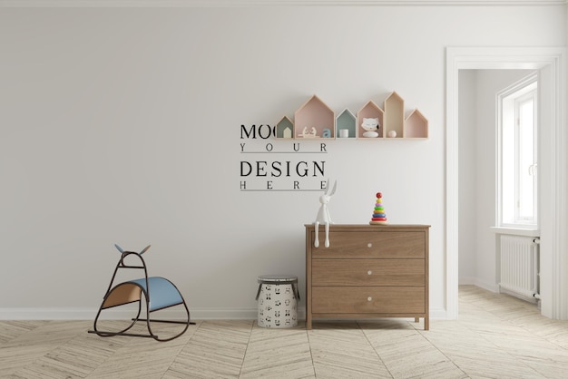süßes Kinderzimmer mit Wand-Mockup 3D-Illustration