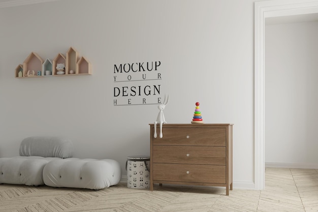 süßes Kinderzimmer mit Wand-Mockup 3D-Illustration