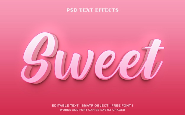 Süßes PSD-Texteffektdesign 3D kostenloser Download