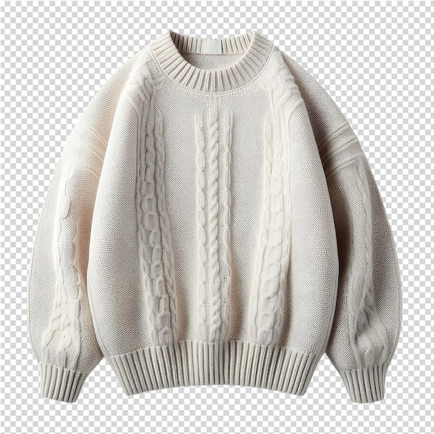 Un suéter blanco con un patrón de rayas en él