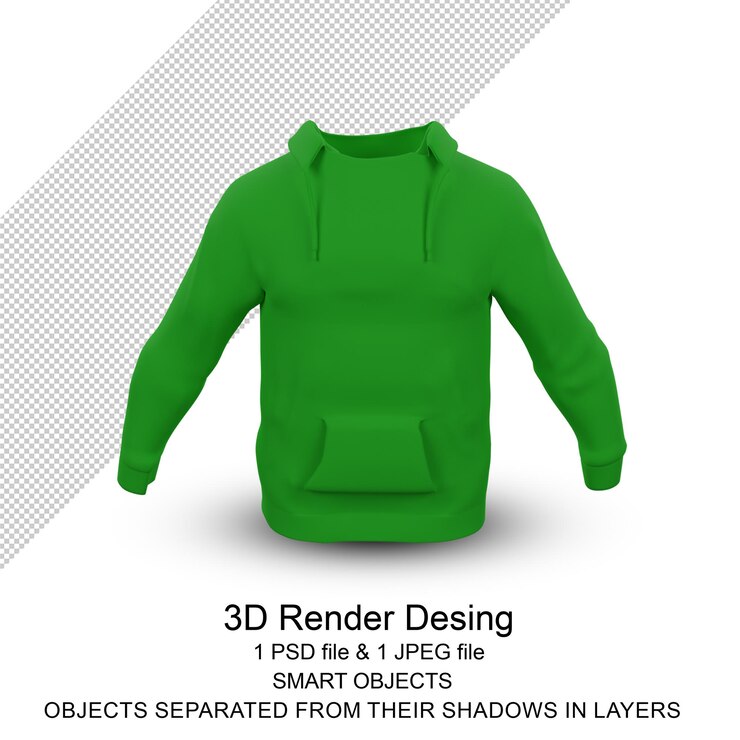 PSD suéter con capucha suéter 3d renderizado aislado en fondo transparente