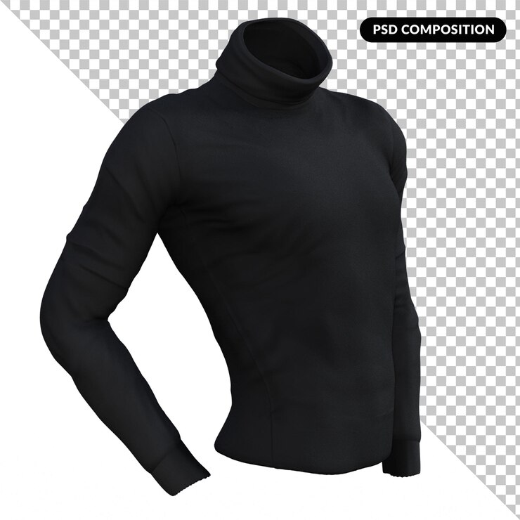 PSD suéter de cuello de tortuga aislado 3d